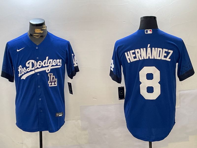 Men Los Angeles Dodgers #8 Hernandez Blue Game 2024 Nike MLB Jersey style 11217